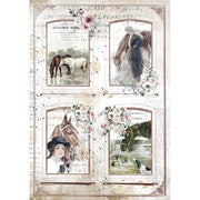 STAMPERIA A4 Rice Paper Romantic Horses Frames DFSA 4581